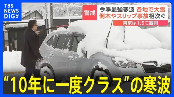 【大雪情報】“10年に一度クラス”の寒波　今季最強寒波　各地で大雪　倒木やスリップ事故相次ぐ　北陸で最大80cm　日本海側を中心に23日にかけて大雪｜TBS NEWS DIG