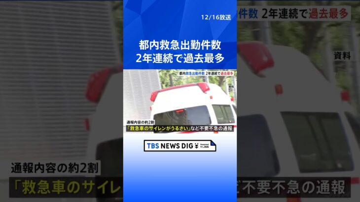 救急出動件数と119番が2年連続で過去最多　「コロナの救急要請や行動制限解除による交通事故の影響か」不要不急の通報も　東京消防庁｜TBS NEWS DIG #shorts