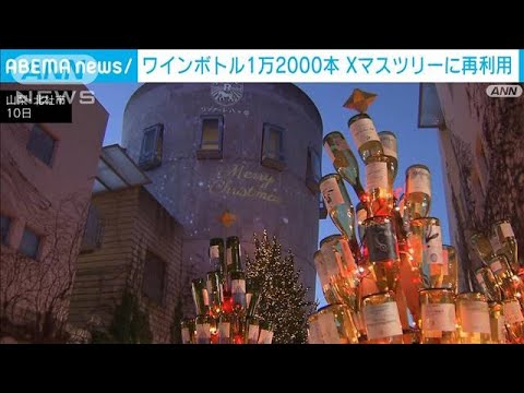 ワインボトル1万2000本　クリスマスツリーに再利用　山梨・北杜市(2023年12月11日)