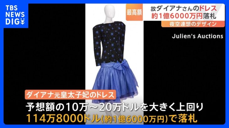 ダイアナ元皇太子妃のドレスが約1億6000万円で落札　夜空を連想させるデザイン｜TBS NEWS DIG