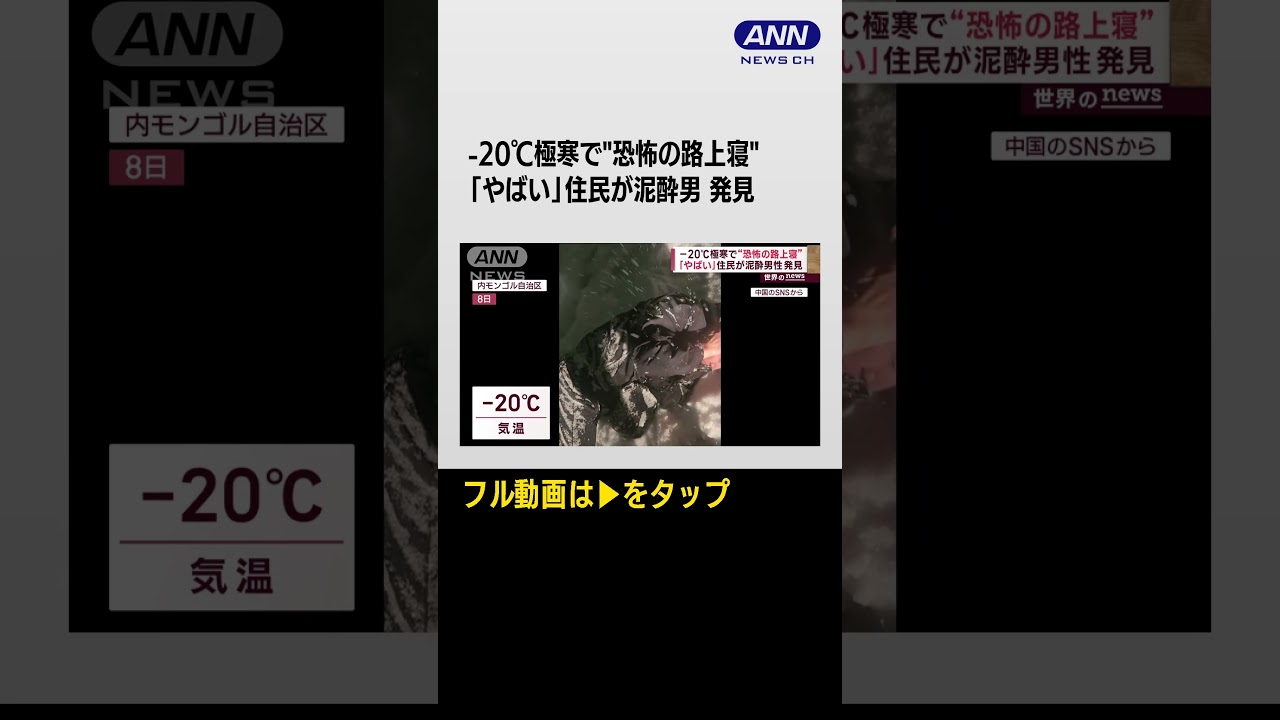 -20℃極寒で”恐怖の路上寝”｢やばい｣住民が泥酔男 発見 #shorts