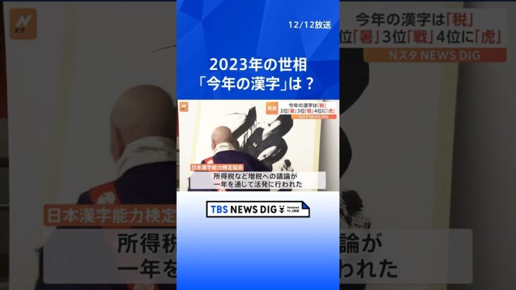 2023年「今年の漢字」は「税」 2位には「暑」 3位には「戦」4位は「虎」｜TBS NEWS DIG#shorts