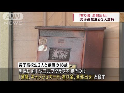 「有り金 全部出せ」男子高校生ら3人逮捕　栃木(2023年12月9日)