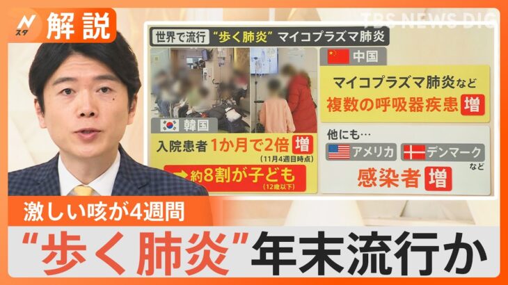 “歩く肺炎”激しい咳が4週間…中国・韓国で感染拡大中、年末日本で流行か、マイコプラズマ肺炎【Nスタ解説】｜TBS NEWS DIG