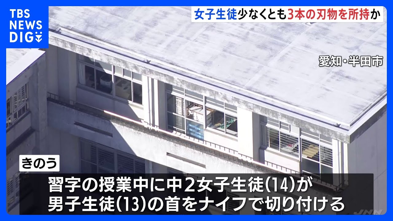 女子中学生が男子生徒の首をナイフで切りつけ　少なくとも3本の刃物を所持か&nbsp;愛知・半田市｜TBS&nbsp;NEWS&nbsp;DIG