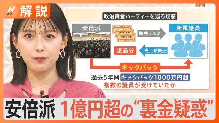 「政治資金パーティー」目的は“派閥”の資金集め　自民党派閥で「政治とカネ」をめぐる問題　総額1億円以上が“裏金”の疑い【Nスタ解説】｜TBS NEWS DIG