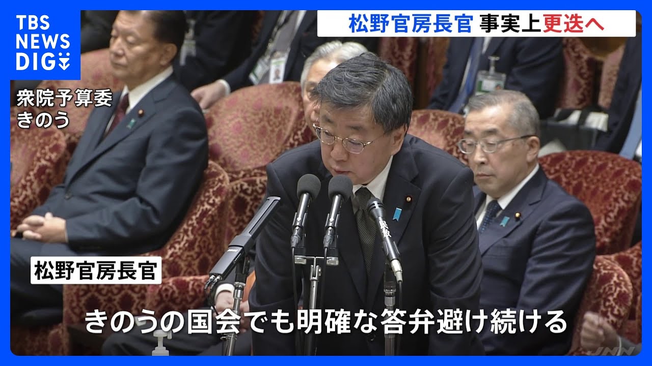 松野官房長官事実上更迭へ&nbsp;岸田総理&nbsp;捜査状況などを見極めてタイミングなどを最終判断する見通し&nbsp;自民党・安倍派のパーティー券問題｜TBS&nbsp;NEWS&nbsp;DIG