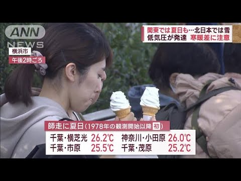 関東で夏日も…北日本では雪　低気圧が発達 寒暖差に注意【スーパーJチャンネル】(2023年12月16日)