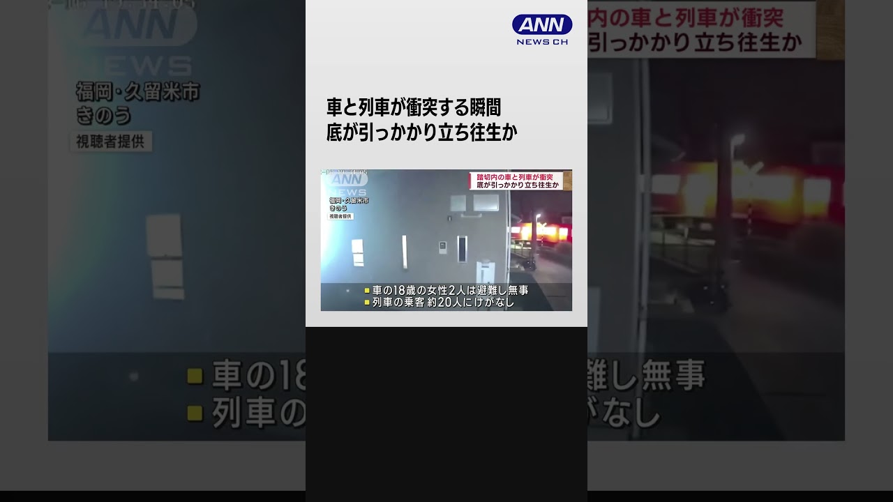 底が引っかかり立ち往生か 踏切内の車と列車が衝突 #shorts