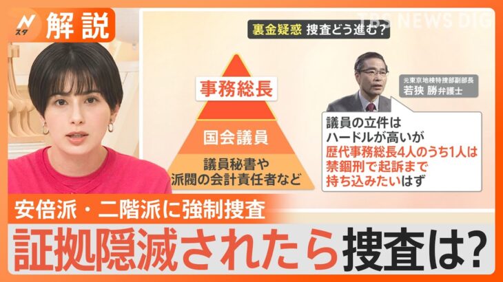 【裏金疑惑】もし証拠隠滅されたら捜査は？「一時的には非常に痛手だがむしろ…」若狭勝弁護士に聞く【Ｎスタ解説】｜TBS NEWS DIG