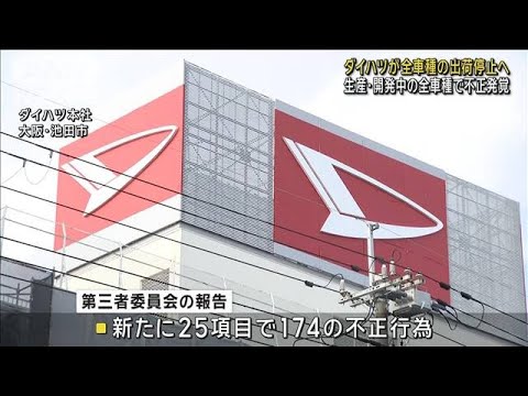 ダイハツ　すべての車種の出荷停止へ　生産・開発中の全車種で不正が発覚(2023年12月20日)