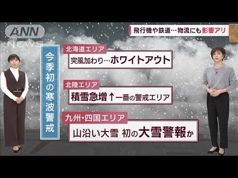 【全国の天気】寒波の影響強まる　ホワイトアウトの危険性　物流にも影響アリ【スーパーJチャンネル】(2023年12月20日)