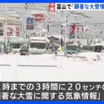 【中継】「顕著な大雪に関する気象情報」富山県内全域に大雪警報　積雪は34センチ　富山・入善町｜TBS NEWS DIG