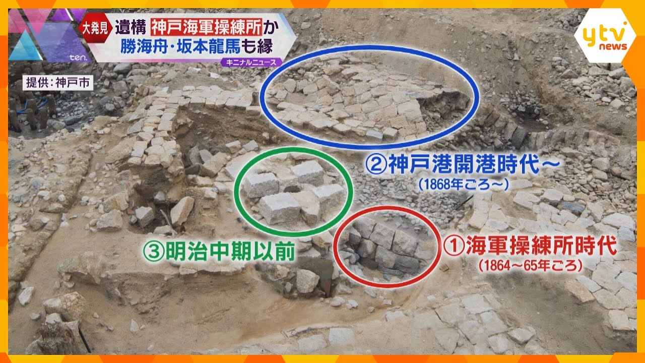 幕末に勝海舟が発案し幕府が設置、坂本龍馬も学んだとされる「神戸海軍操練所」とみられる遺構を発見