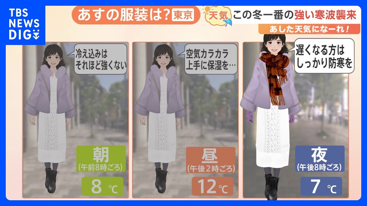 【1月23日&nbsp;関東の天気】あすの夜から万全な防寒を｜TBS&nbsp;NEWS&nbsp;DIG