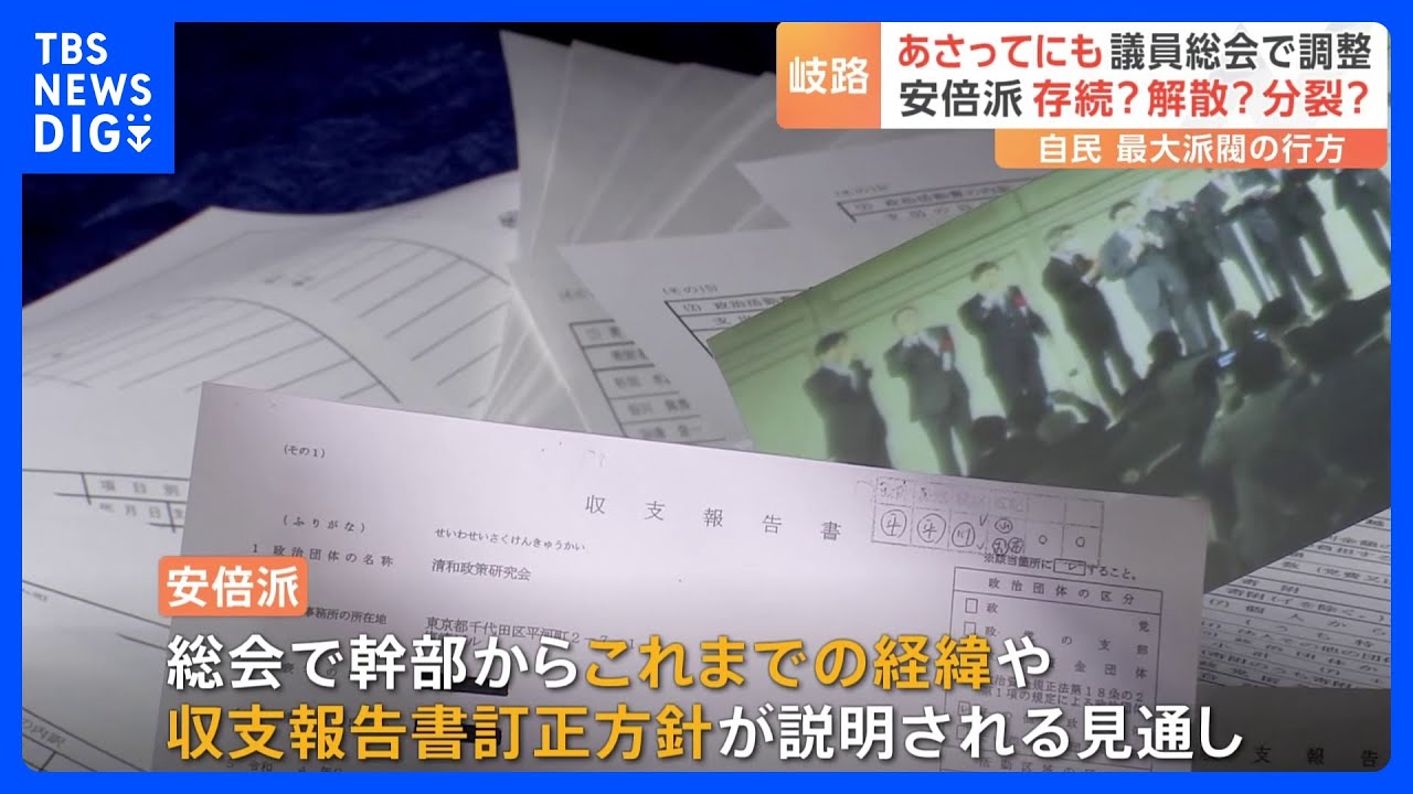 どうなる「安倍派」&nbsp;19日にも“議員総会”開催で調整　派閥は存続？解散？分裂？｜TBS&nbsp;NEWS&nbsp;DIG