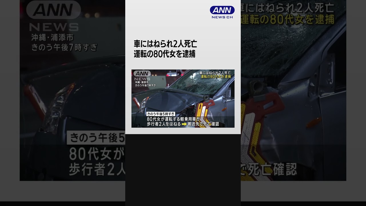 車にはねられ2人死亡 運転の80代女を逮捕 沖縄 #shorts
