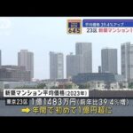 東京23区の新築マンション 初の1億円超え　2023年平均価格(2024年1月25日)