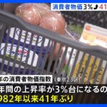 東京23区の去年1年間の消費者物価指数3％上昇　41年ぶりの上昇幅｜TBS NEWS DIG