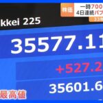 日経平均株価、4日連続でバブル後最高値を更新　終値は527円高｜TBS NEWS DIG