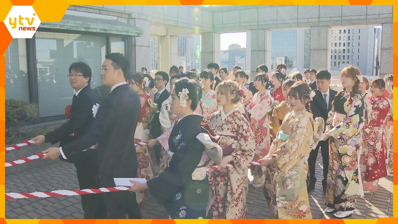 成人の日“日本一高い”式典　約60人が地上60階、高さ300メートルを目指す　あべのハルカス_1/8