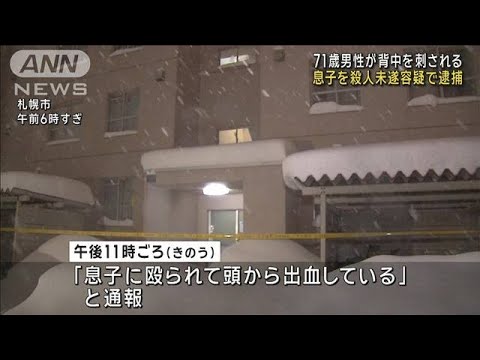 71歳男性が背中を刺される　息子を殺人未遂容疑で逮捕(2024年1月16日)