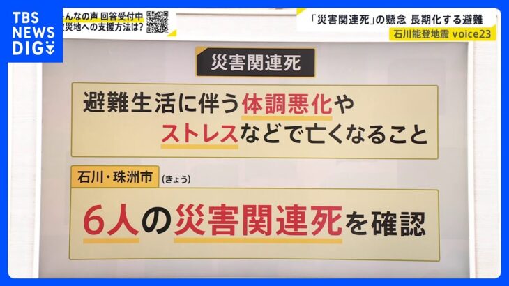 避難生活の長期化で懸念される「災害関連死」珠洲市で初めて6人を確認 熊本地震では「直接死」の4倍超に…拡大防ぐため石川県では「2次避難所」受け入れを開始【news23】｜TBS NEWS DIG