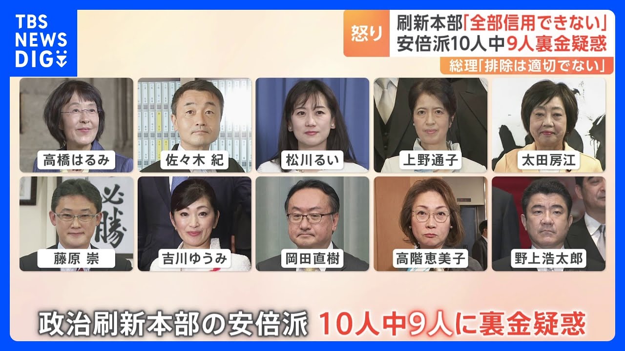 「何の説得力もない」政治刷新本部に怒りや呆れの声　安倍派10人中9人に裏金疑惑｜TBS&nbsp;NEWS&nbsp;DIG