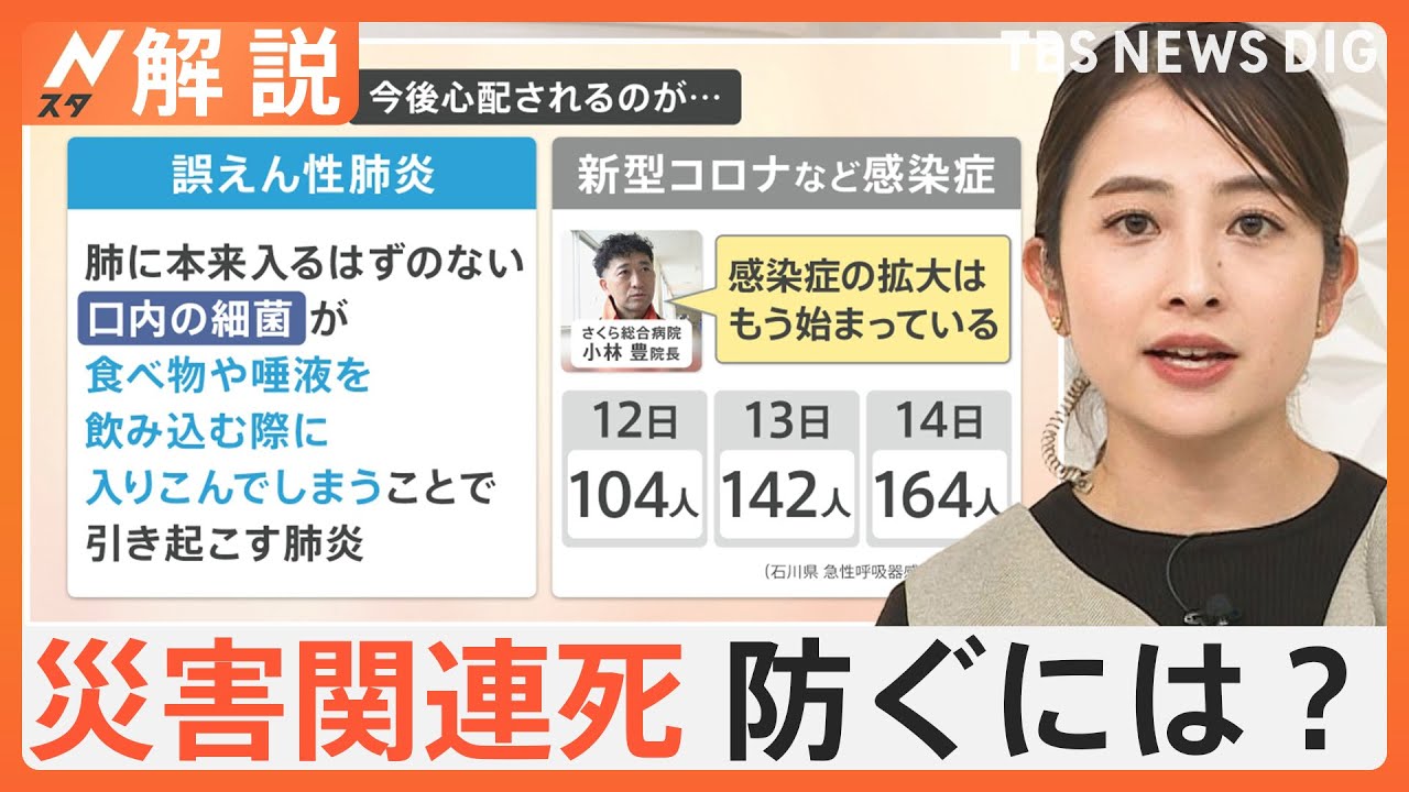 災害関連死が今後急増か？今、避難所で警戒すべき病気とは　能登半島地震から2週間【Nスタ解説】｜TBS&nbsp;NEWS&nbsp;DIG