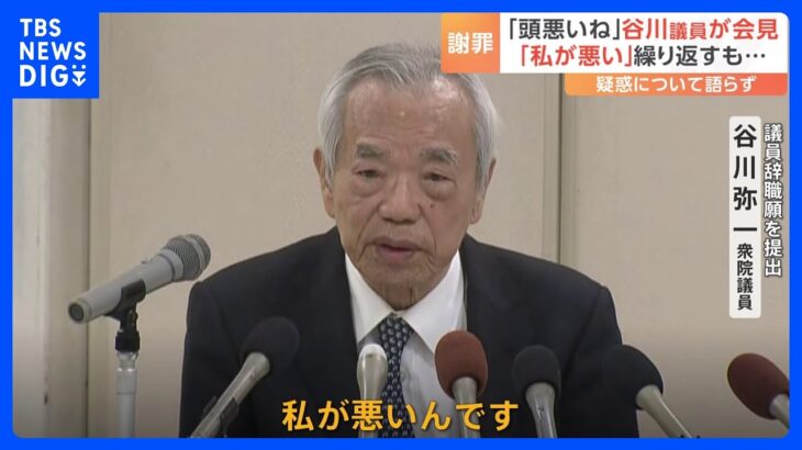 谷川弥一議員が会見「私が悪い」　「頭悪いね」発言撤回　疑惑について語らず｜TBS NEWS DIG