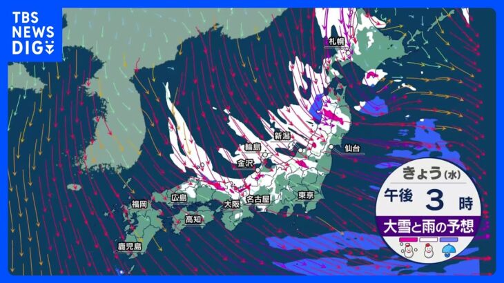 今季最強寒波で冬の嵐　日本海側は大雪・猛吹雪に警戒　太平洋側で積雪のおそれも｜TBS NEWS DIG