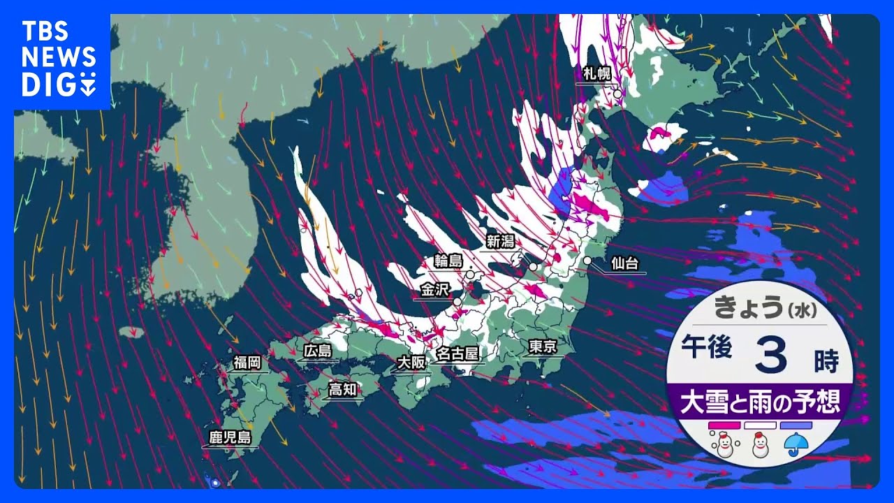 今季最強寒波で冬の嵐　日本海側は大雪・猛吹雪に警戒　太平洋側で積雪のおそれも｜TBS&nbsp;NEWS&nbsp;DIG