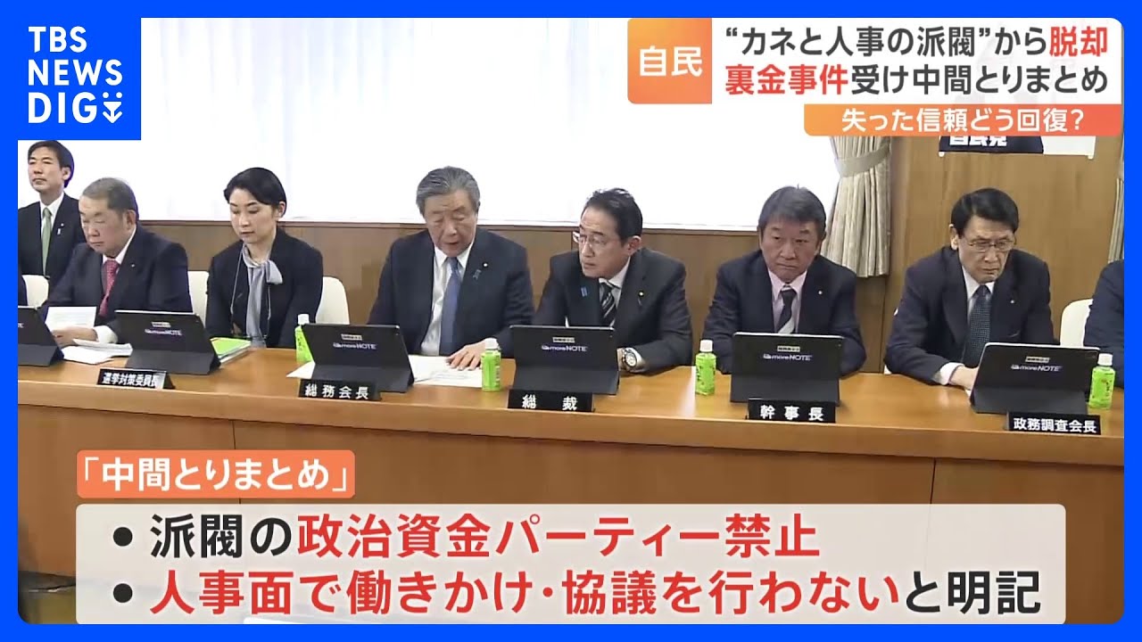 高まる安倍派幹部らの離党論　自民は刷新本部「中間とりまとめ」正式決定｜TBS&nbsp;NEWS&nbsp;DIG