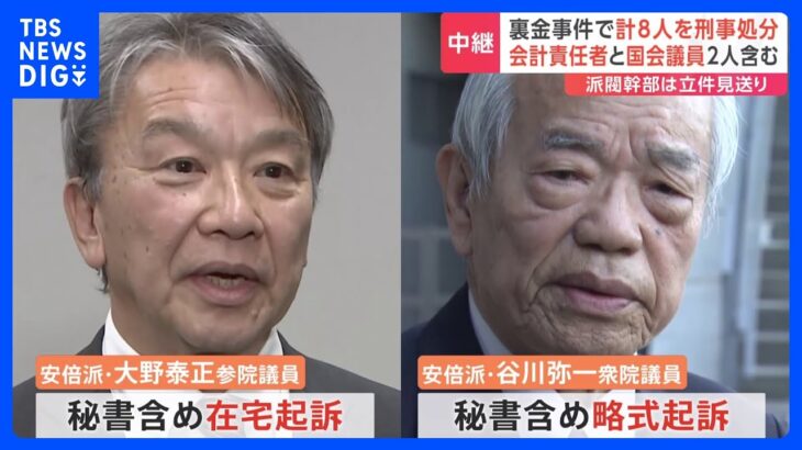 安倍派・二階派・岸田派の会計責任者など8人を刑事処分　大野泰正議員や谷川弥一議員も含む　自民党“裏金”事件｜TBS NEWS DIG