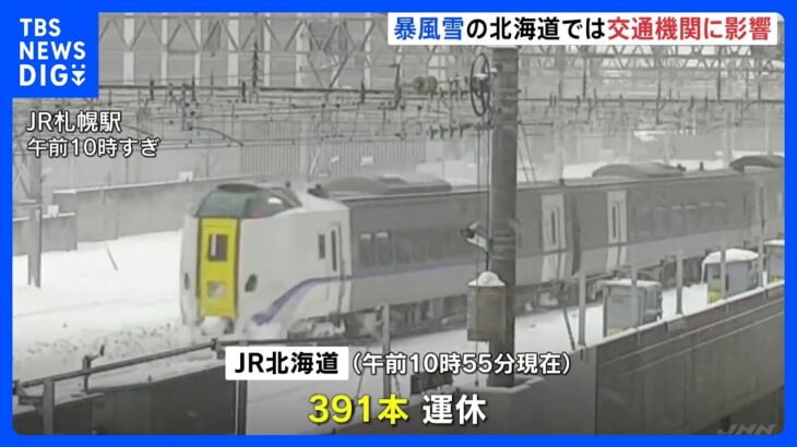 新千歳空港発着の99便が欠航　JRは391本運休　北海道は強い風を伴う雪で大荒れ｜TBS NEWS DIG