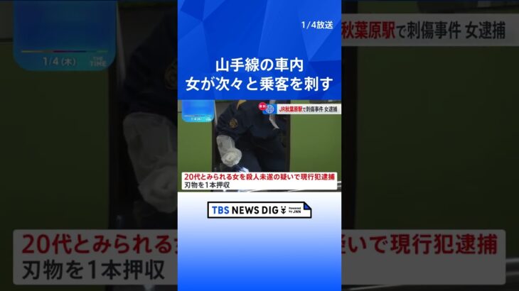 JR秋葉原駅・山手線車内で女が刃物で次々と乗客刺す　4人けが、刺された3人は重傷　警視庁は女を殺人未遂の疑いで現行犯逮捕｜TBS NEWS DIG #shorts