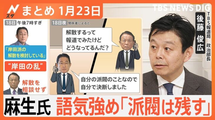 【Nスタ解説まとめ】“岸田の乱”で麻生氏激怒 ／ 被災地、大雪による二次災害警戒 ／ 停電で運休…新幹線再開なぜ時間かかる？ ／ 牛丼2000円！？ニセコバブル（1月23日放送）