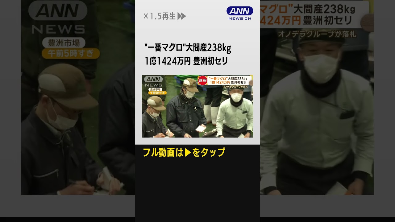 #shorts 「一番マグロ」大間産238キロは1億1424万円　オノデラグループが落札　豊洲市場初競り