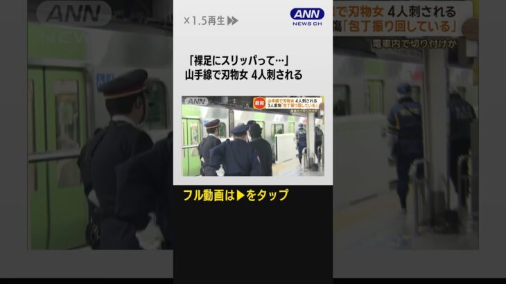 #shorts 山手線で女が刃物振り回す　男性4人刺され3人重傷　目撃者“女の異様さに恐怖”