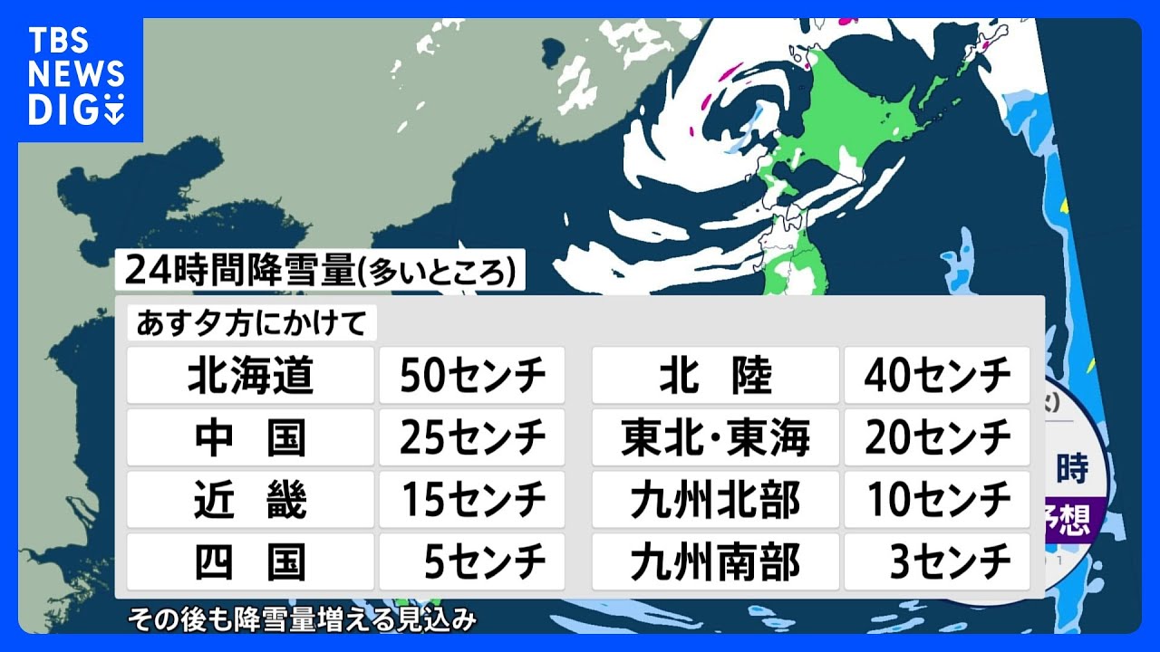 最強寒波来襲！日本海側、警報級の大雪に！｜TBS&nbsp;NEWS&nbsp;DIG