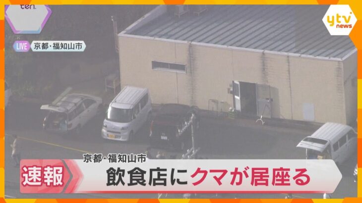 飲食店の倉庫にクマが居座る　ケガ人なし　警察官らが倉庫の扉を抑え、バリケード設置　京都・福知山市