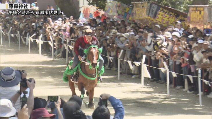 京都・藤森神社で「駈馬神事」人馬一体の華麗なる技で観客魅了