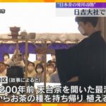 日本茶発祥の地、滋賀県大津市の日吉大社で神前にお茶を奉納する「献茶祭」神職が茶道の発展を祈る