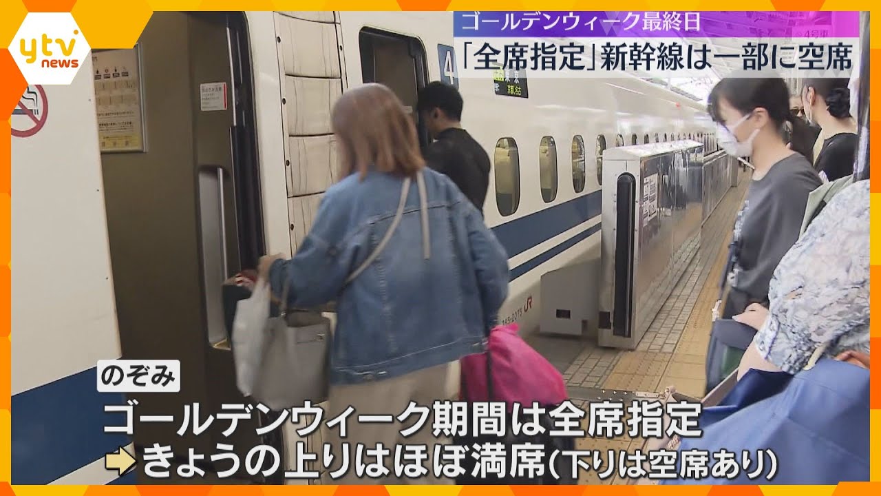 GW最終日　関西の交通機関はUターンラッシュで混雑　関西空港に帰国者続々、新幹線の上りほぼ満席