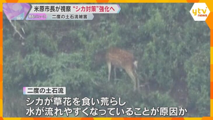 土石流の発生相次いだ滋賀県米原市「効果的な打開策講じる」市長が視察　原因のシカ駆除進める方針