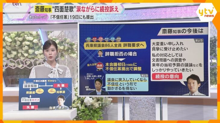 【解説】斎藤知事、涙ながらに続投の訴え　19日にも「不信任案」提出へ　斎藤知事の今後はどうなる？