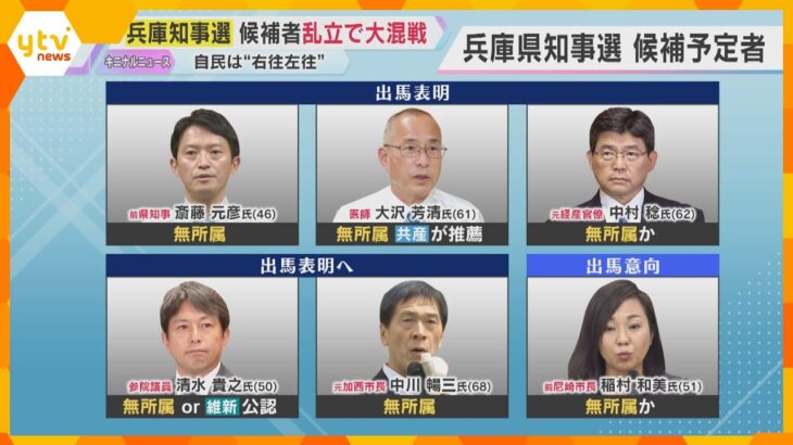 【兵庫県知事選】過去最多6人が出馬意向で混戦「候補者出せないとは言えず」最大会派の自民は右往左往