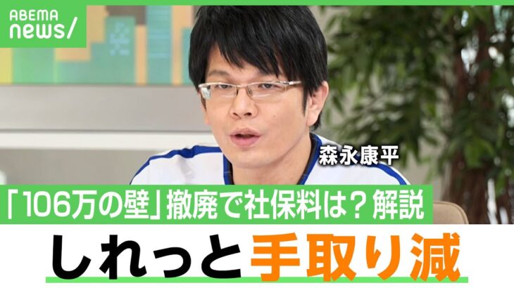 【106万円の壁】森永康平「社会保険料は事実上税金」撤廃は良いこと？国民が知らないまま“手取り減”？「年金って言われても…」｜アベヒル