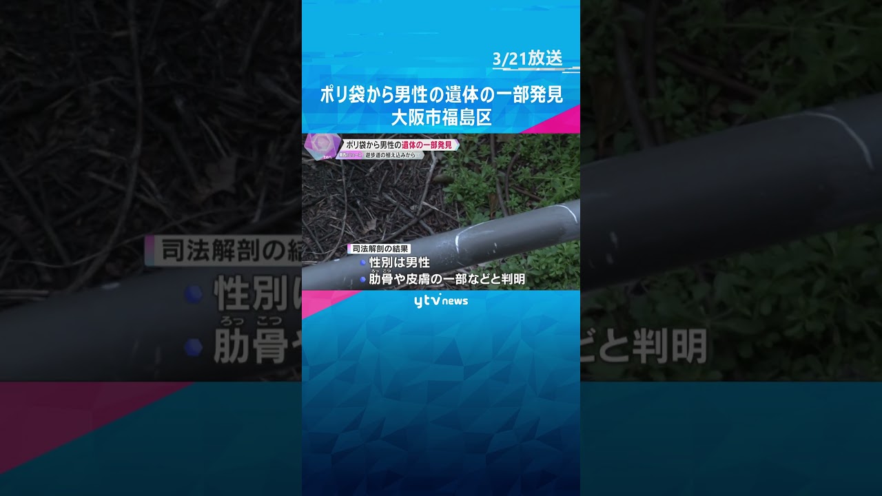 遊歩道の植え込みにあるポリ袋から男性の遺体の一部発見 死亡時期や死因は特定できず 大阪・福島区 #shorts #読売テレビニュース
