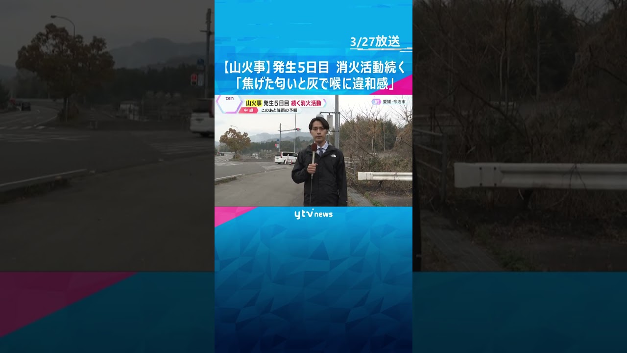 【山火事】「街中に焦げくさい臭い、灰で喉に違和感」雨で鎮火に期待も、被害の爪痕残る 発生5日目 愛媛 #shorts #読売テレビニュース